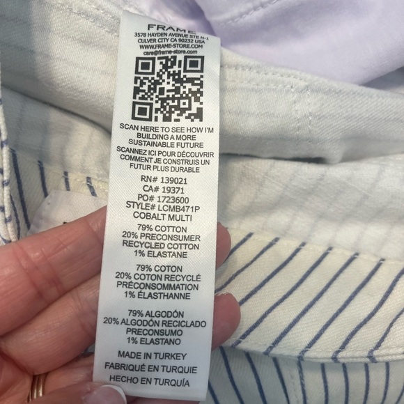 Frame Blue/White Striped Le Crop Mini Boot Pants Az 25 - Picture 4 of 7